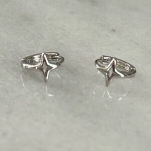 Sterling Silver Star Huggie Hoop Earrings Brand New